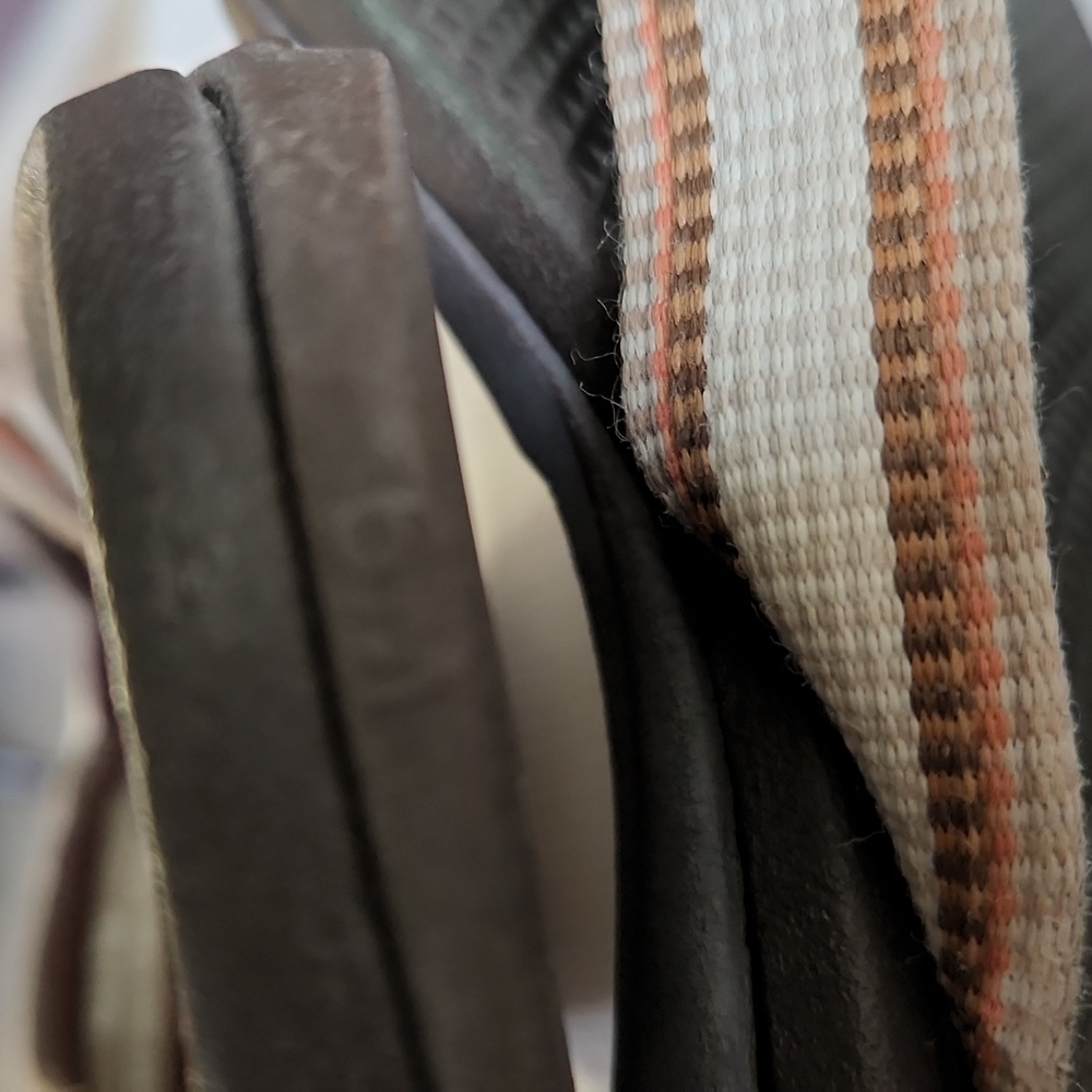 Chaco Brown and Cream Striped Flip Flop Sandals - Picture 5 of 10